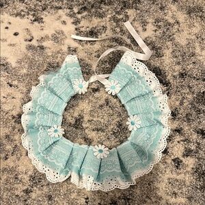 Lace Trimmed Dog Collar with Floral Accents